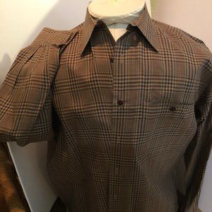 Barry Bricken  plaid shirt   brown/green  Size Large